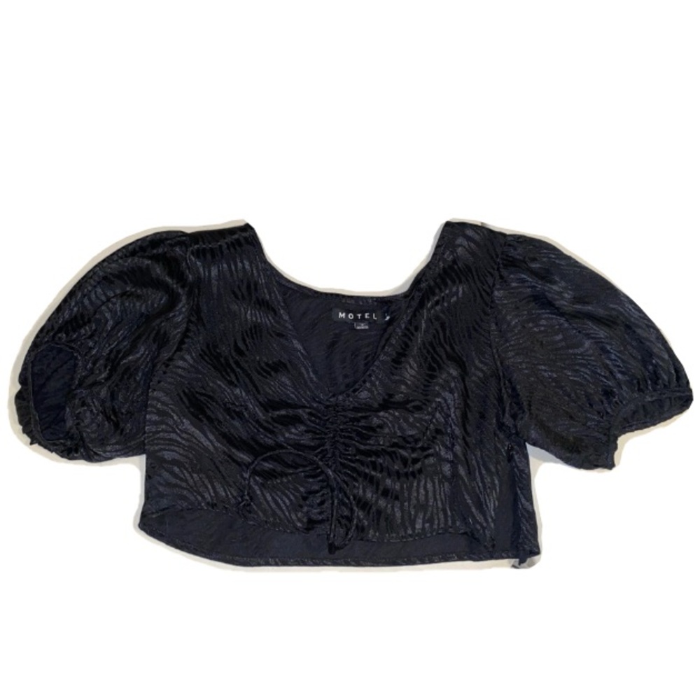 MOTEL ROCKS zebra print black puffy sleeve cinched top!!